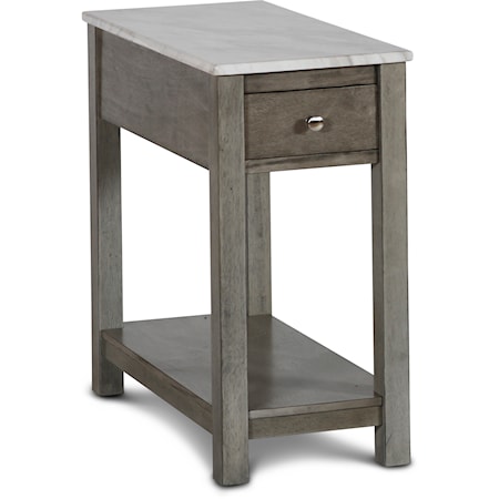 Contemporary One Drawer End Table with Marble Top