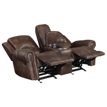 Manual Recliner Console Loveseat