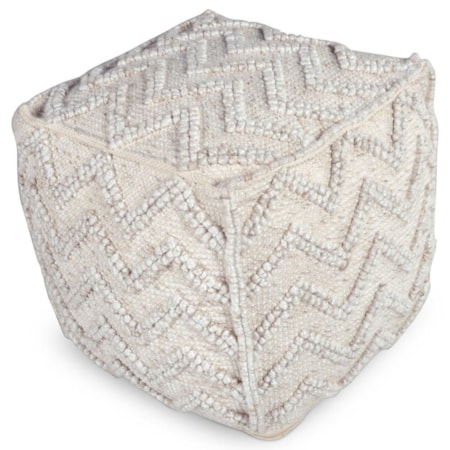 ZARI ZIGZAG CREAM HANDWOVEN POUF |