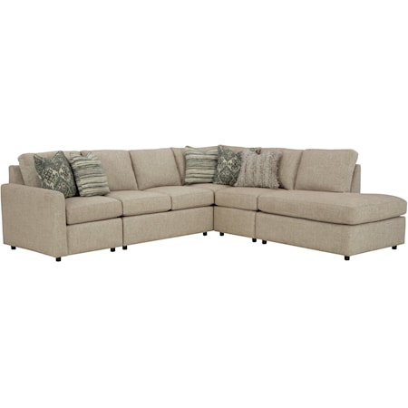 Contemporary 4-Piece Sectional Sofa with Track Arms