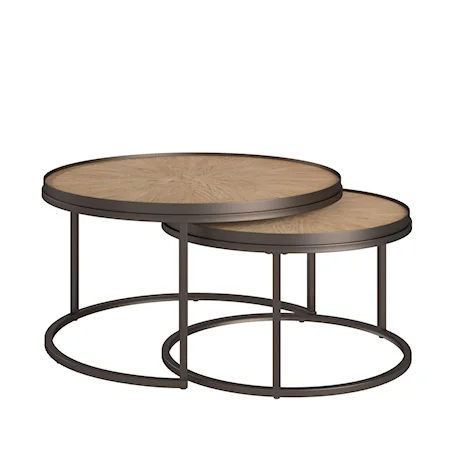 Contemporary Round Nesting Coffee Table with Metal Frame