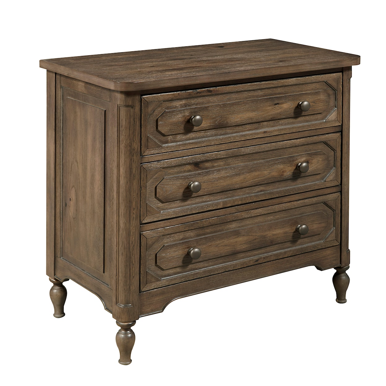 Accentrics Home Bedroom Dark Oak Three Drawer Nightstand