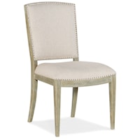 Coastal Carved Back Side Chair with Upholstered Seat
