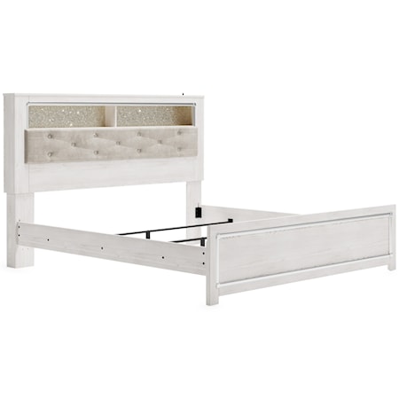 King Upholstered Bookcase Bed