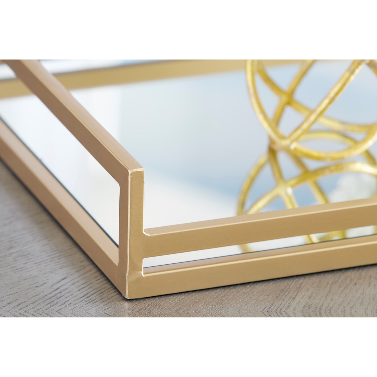 Ashley Furniture Signature Design Accents Derex Gold Finish Tray