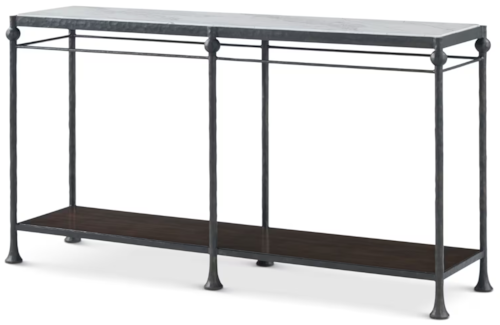 Contemporary 1-Shelf Metal Console Table with Quartz Top