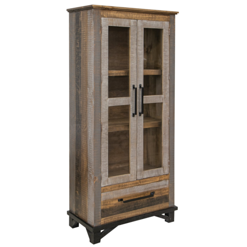 Rustic 2-Door Cabinet with Single Drawer