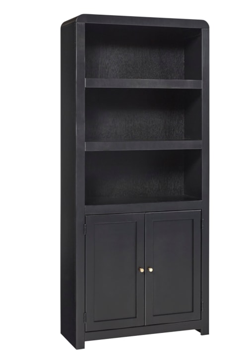 Contemporary 3-Shelf 74" Bookcase with 2-Doors