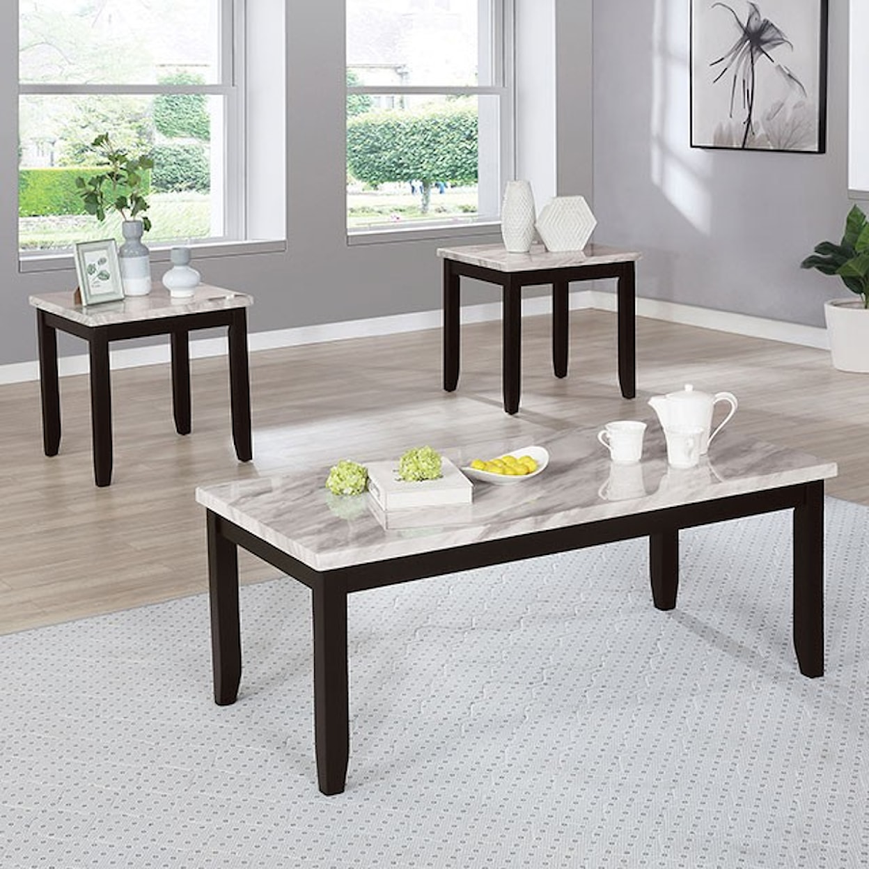 Furniture of America Lodivea LODI WHITE 3 PIECE OCCASIONAL SET |