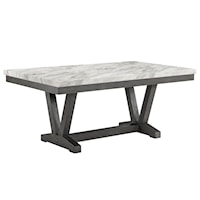 Transitional Dining Table with Faux Marble Table Top