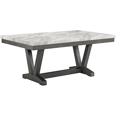 Transitional Dining Table with Faux Marble Table Top