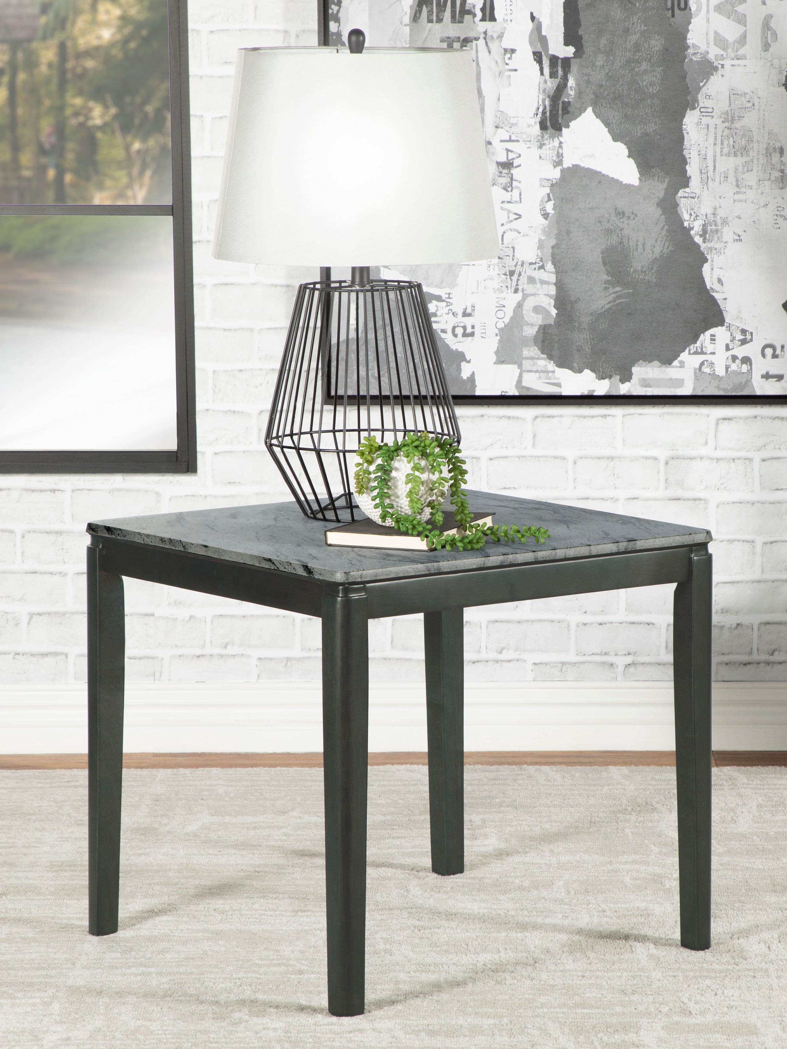 Coaster Mozzi Mozzi Faux Marble Side End Table and