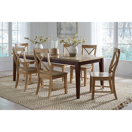 Farmhouse Two-Tone Dining Set w/Six Chairs