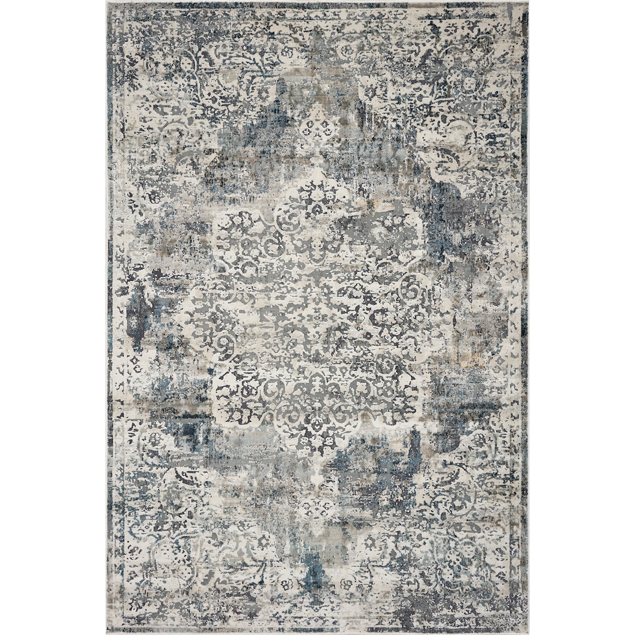 Kas Montreal 7'7" Round Ivory/Teal Bentley Rug