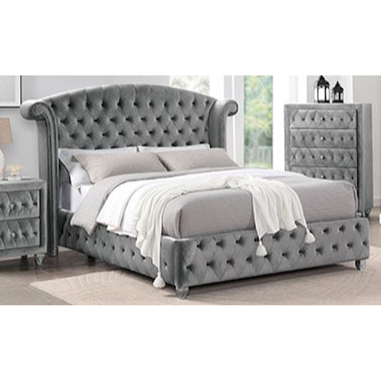 Furniture of America Zohar Queen Bed Gray