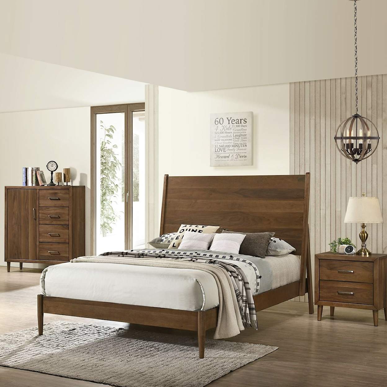 Elements International Malibu King Bedroom Set