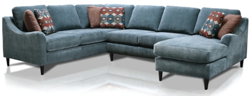 Mid-Century Modern 3-Piece Sectional Sofa with Chaise