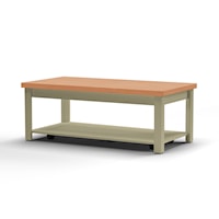 Cottage Coffee Table with Open Storage Shelf