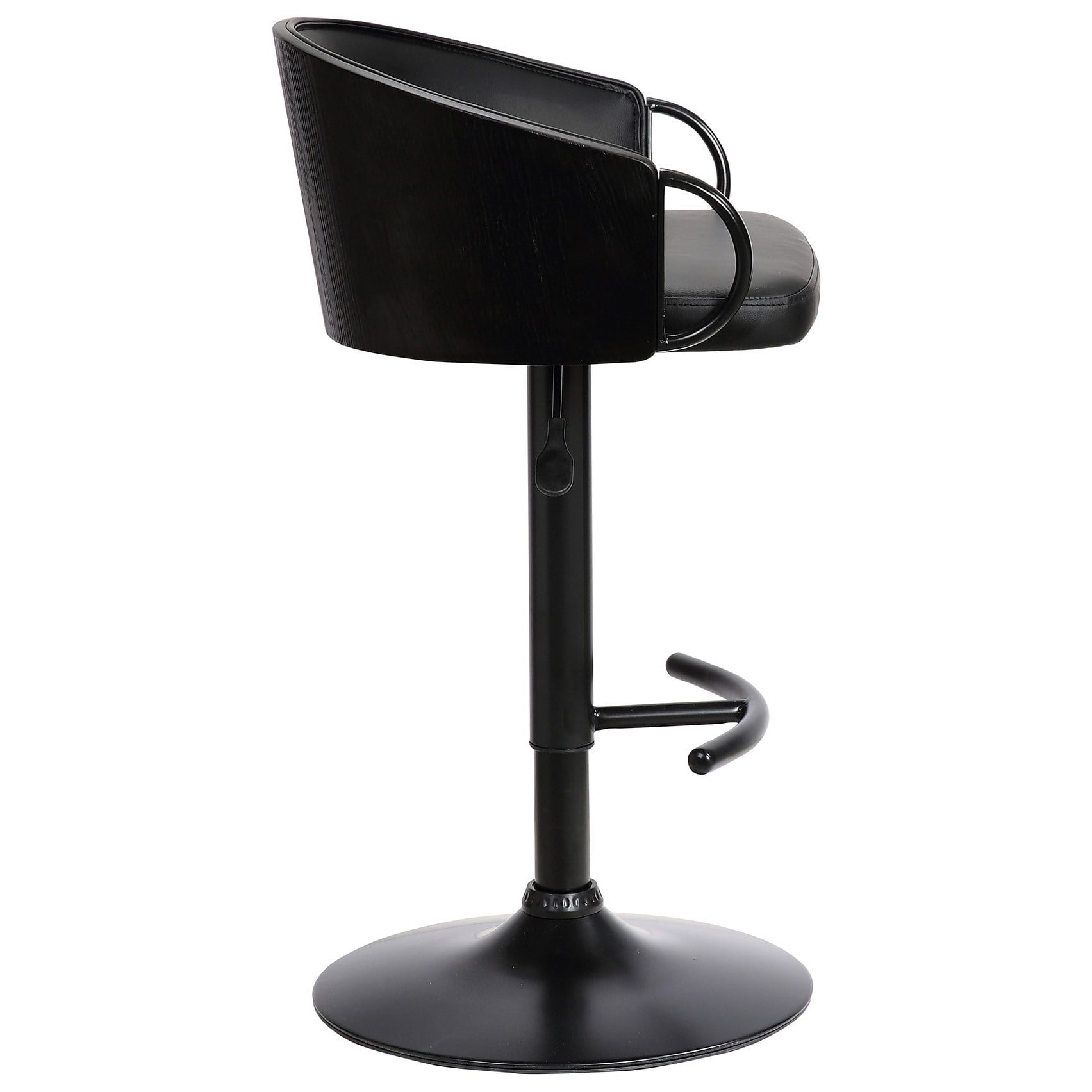 Adj. Black Faux Leather Swivel Barstool
