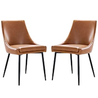 Viscount Vegan Leather Dining Side Chair - Black/Tan - Set of 2