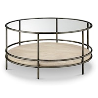 Contemporary Round Cocktail Table with Glass Table Top
