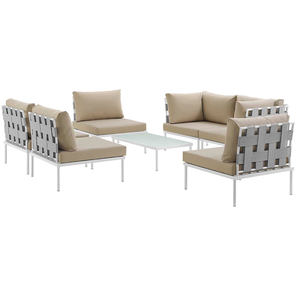 Modway Harmony Outdoor 7 Piece Sectional Sofa Set