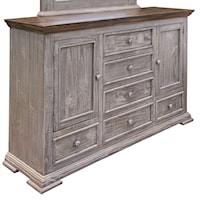 Farmhouse 6-Drawer Dresser with 2 Cabinets