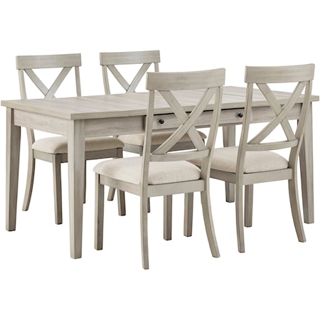 Casual 5-Piece Table and Chair Set with Storage