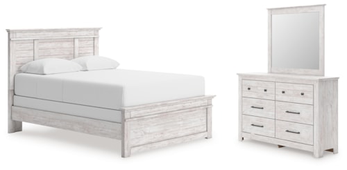 Queen Panel Bed, Dresser And Mirror