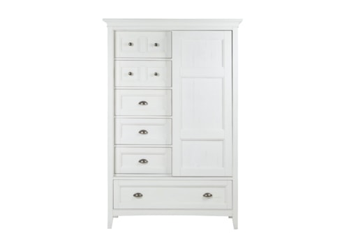Coastal 6-Drawer Bedroom Chest with Sliding Door