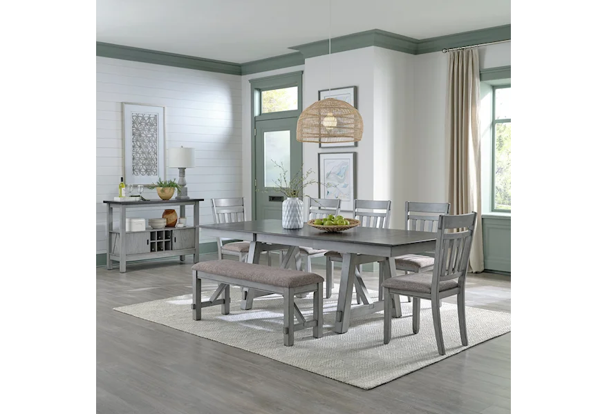 Newport 6-Piece Trestle Table Set by Liberty Furniture at Royal Furniture