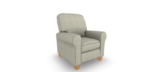 Casual Push-Back Recliner with Rolled Arms
