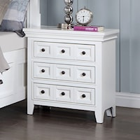 Transitional 3-Drawer White Nightstand with USB Port