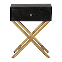 Black & Brass Side Table with Drawer