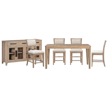 6-Piece Counter Dining Set with Buffet