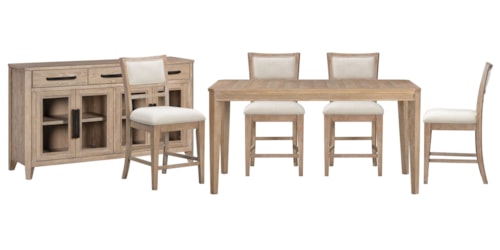Transitional 6-Piece Counter Dining Set with Buffet