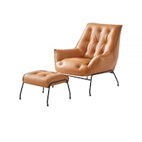 Zusa Contemporary Leather Accent Chair - Sandstone
