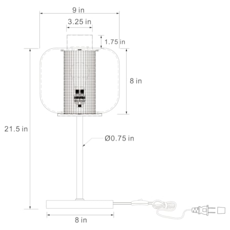 22-inch Glass Shade Bedside Table Lamp