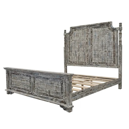 Distressed Queen Panel Bed