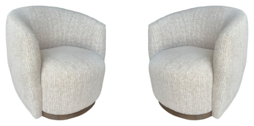 Contemporary Swivel Barrel Chair with Shelter Arms (Set of 2)