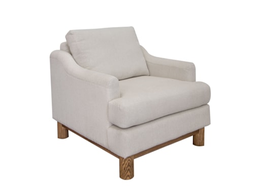 Transitional Accent Chair with Exposed Wood Legs