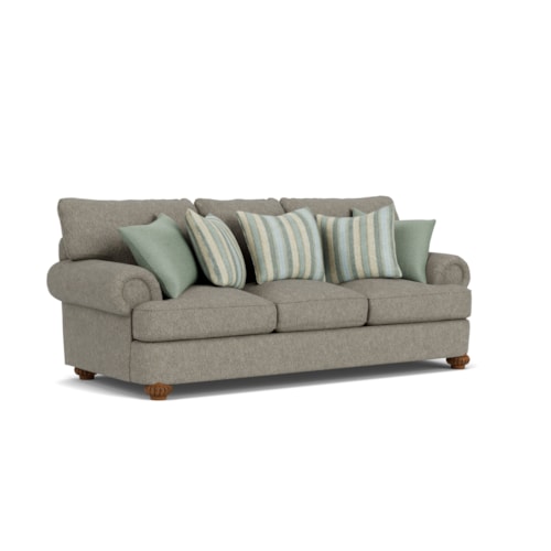 Traditional Stationary Sofa with Rolled Arms