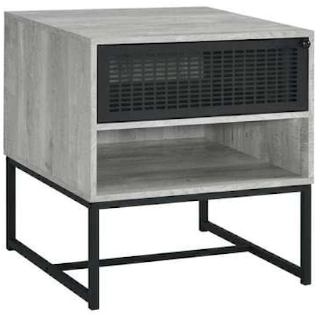 TIA GREY END TABLE WITH STORAGE |