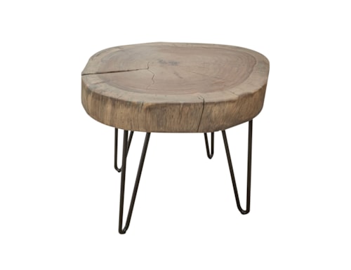 Rustic Live Edge End Table with Iron Legs