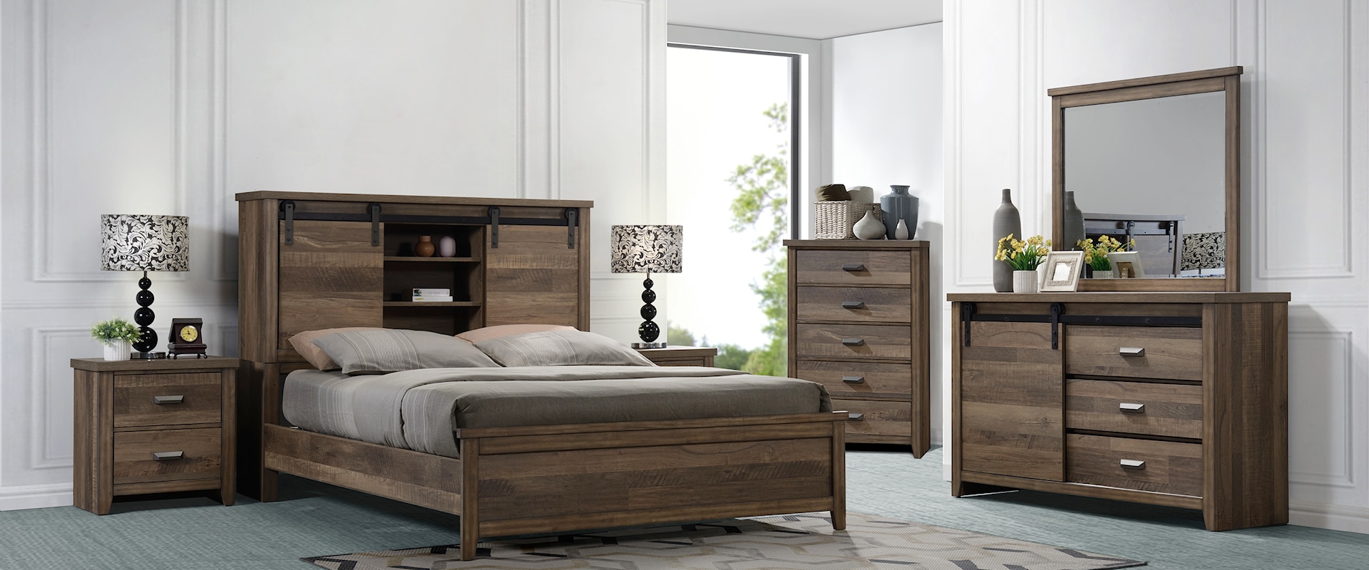 Rustic Industrial 5-Piece Bedroom Set - Queen