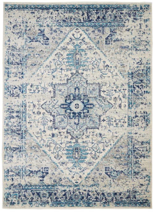 6' x 9' Ivory/Light Blue Rectangle Rug