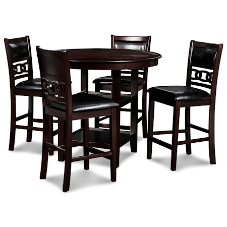 Contemporary 5-Piece Counter Height Dining Table and Chair Set with Table Storage