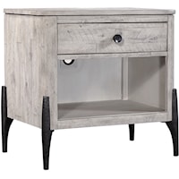 Rustic Contemporary 1-Drawer Nightstand with Felt Lined Top Drawer