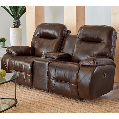 Casual Space Saver Loveseat with Storage Console