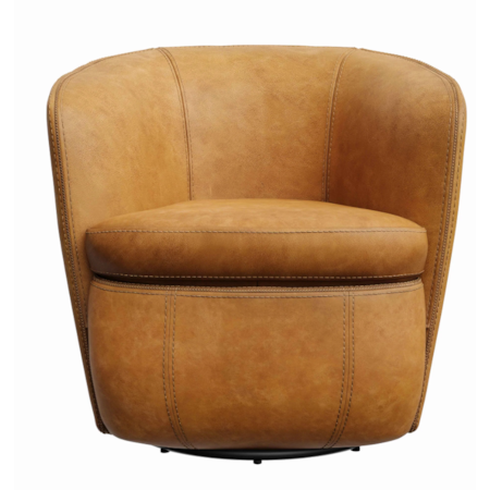 Leather Swivel Barrel Chair